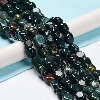 Natural Indian Agate Beads Strands, Nuggets Tumbled Stone
