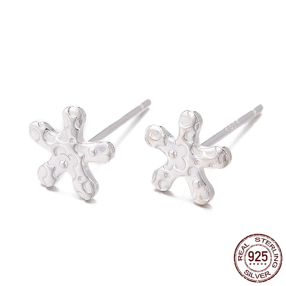 925 Sterling Silver Stud Earring Findings, with 925 Stamp, Flower