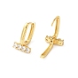 Clear Cubic Zirconia Rectangle Bar Hoop Earrings, Rack Plating Brass Jewelry for Women, Lead Free & Cadmium Free