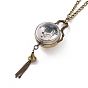 Сплав круглый кулон ожерелье кварц карманные часы, железные цепочки и карабин-лобстеры 