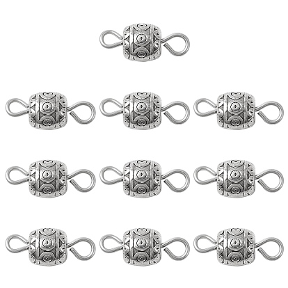 Tibetan Style Alloy Connector Charms, Barrel Links with 304 Stainless Steel Double Loops
