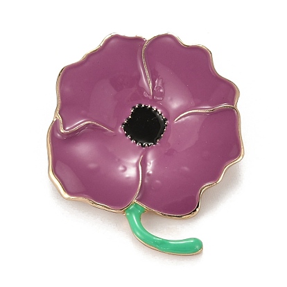 Alloy Brooches, with Enamel, Remembrance Poppy Flower Badge
