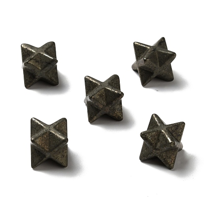 Natural Pyrite Beads, No Hole/Undrilled, Merkaba Star