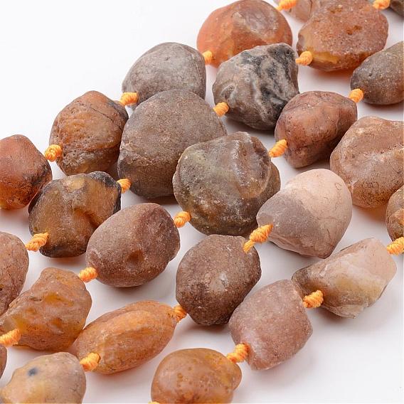 Raw Rough Natural Yellow Botswana Agate Beads Strands, Nuggets