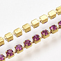 Brass Claw Chain Stretch Bracelets, with Rhinestone