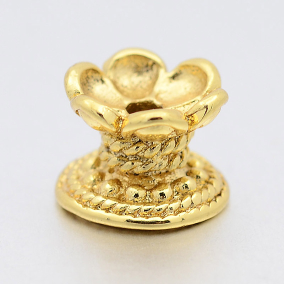 Brass Lotus Beads, Buddha Jewelry Making, 7x9mm, Hole: 2.5mm