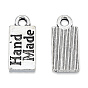Tibetan Style Alloy Charms, Cadmium Free & Lead Free, Rectangle with Word Hand Made
