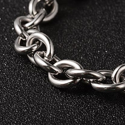 304 Stainless Steel Cable Chain Bracelets, with Spring Ring Clasps, 210x11mm