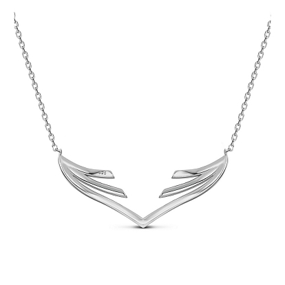 SHEGRACE 925 Sterling Silver Pendant Necklace, with Micro Pave AAA Cubic Zirconia, Wing Shape
