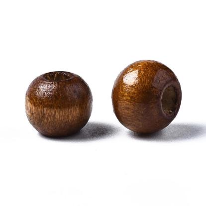 Perles de bois naturel faites à la main, sans plomb, teint, ronde
