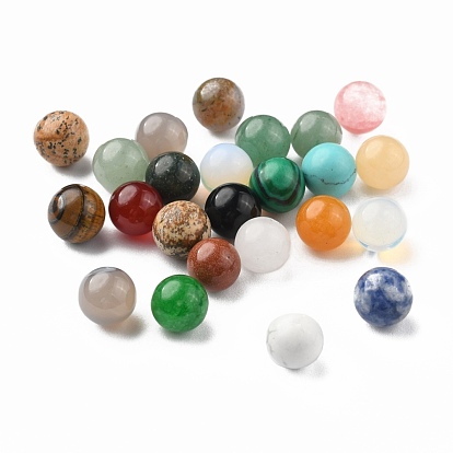 Perles de pierre gemme naturelles et synthétiques, sphère de pierres précieuses, pour création de fil enroulé pendentifs , pas de trous / non percés, ronde