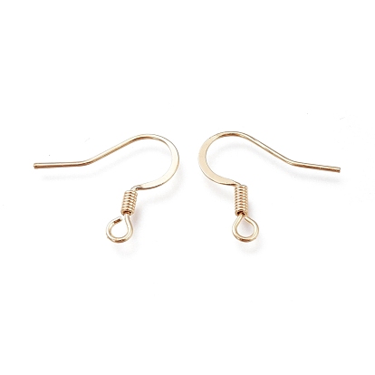Brass Earring Hooks, with Horizontal Loop, Ear Wire, Long-Lasting Plated