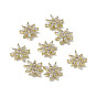 Brass Pave Clear Cubic Zirconia Cabochons, Nail Art Decoration Accessories, with Glass Rhinestone, Flower