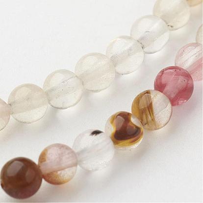 Perles de verre pastèque en pierre brins, ronde