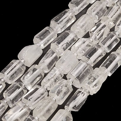 De perlas de cristal de cuarzo natural hebras, cuentas de cristal de roca, con granos de la semilla, facetados, columna