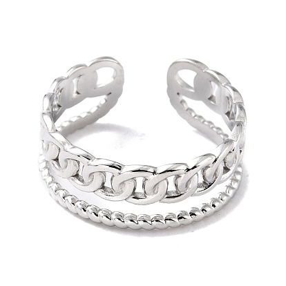 Revestimiento iónico (ip) 304 anillos para los dedos de acero inoxidable, anillos del manguito, larga duración plateado, forma de cadena de bordillo