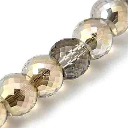 Electorplated Glass Beads, Rainbow Plated, Faceted, Round
