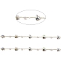 Cadenas de eslabones con cuentas de perlas de plástico ABS y vidrio de mariposa, con cadenas de clip de acero inoxidable 304 doradas, soldada, con carrete