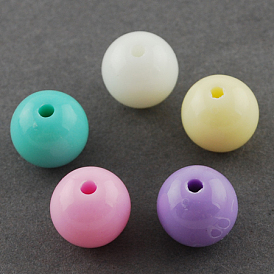 Opaque Acrylic Beads, Round, 10mm, Hole: 2mm