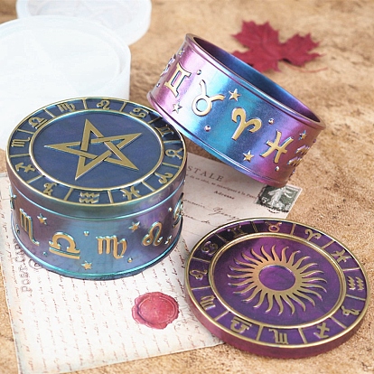 Constellations Storage Box Silicone Molds, with Sun & Star Lids, for DIY Storage Box, Epoxy Resin UV Resin Jewelry Making