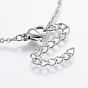 304 Stainless Steel Pendant Necklaces, with Lobster Claw Clasps and Rhinestone, Cross