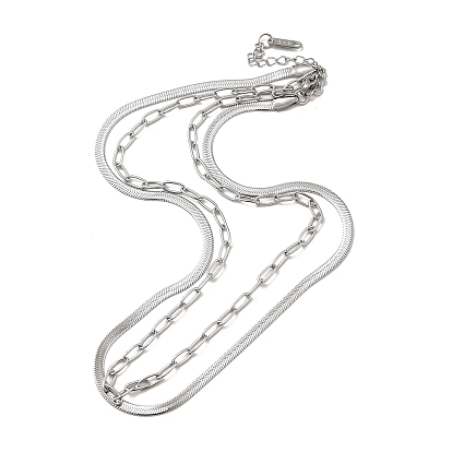 304 двухслойное ожерелье из нержавеющей стали со скрепкой и цепочкой в виде елочки для мужчин и женщин