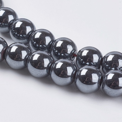 Non-Magnetic Synthetic Hematite Beads Strands, AA Grade Round Beads, 6mm, Hole: 1mm, about 70pcs/strand