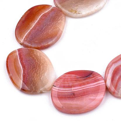 Natural Agate Beads Strand, Dyed, Oval