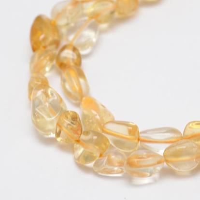 Natural Citrine Beads Strands, Tumbled Stone, Nuggets, Dyed & Heated