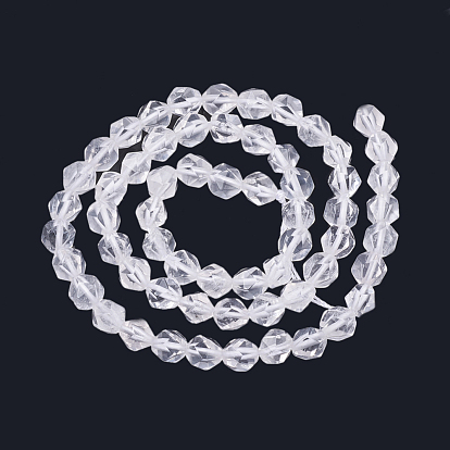 Natural Quartz Crystal Beads Strands, Rock Crystal Beads, Star Cut Round Beads, Faceted