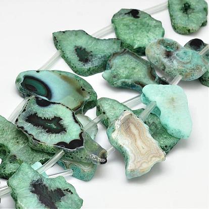 Dyed Natural Agate Nuggets Beads Strands, Agate Slices