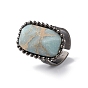 Regalita natural/jaspe imperial/sedimento marino jaspe anillo abierto ovalado, joyas antiguas de plata y latón para mujer., sin plomo y el cadmio
