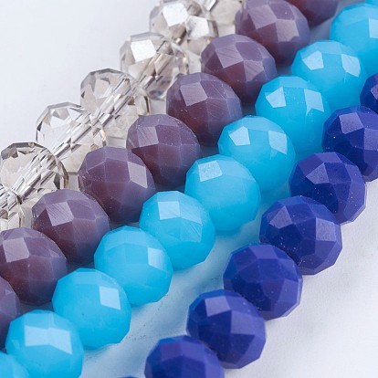 Glass Beads Strands, Mixed Style, Faceted, Rondelle