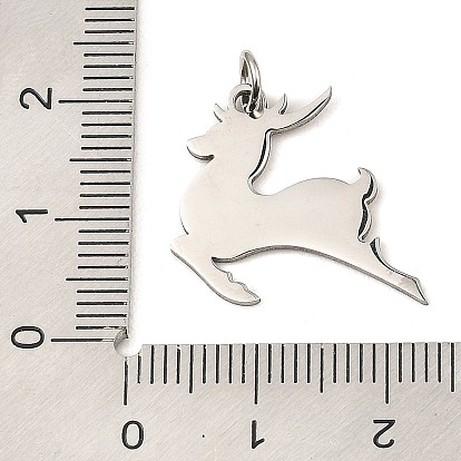 Christmas 304 Stainless Steel Pendants, with Jump Ring, Deer Charm