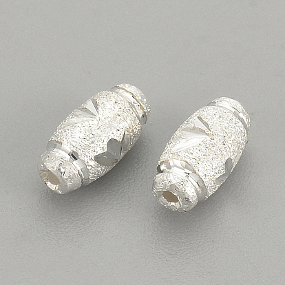 925 Sterling Silver Beads, Textured, Oval