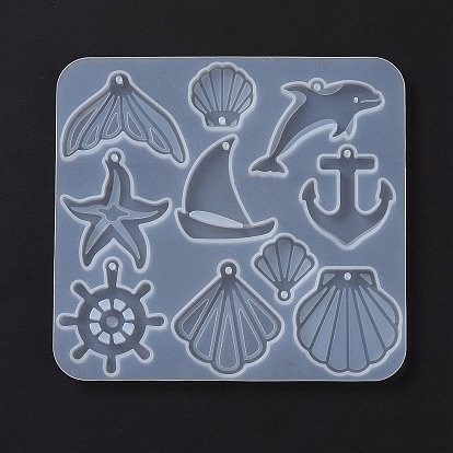 Moules en silicone pendentif thème océan/fruit bricolage, moules de résine, pour la résine UV, fabrication de bijoux en résine époxy