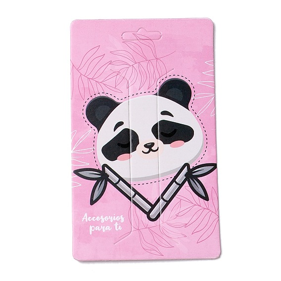 Cartes d'affichage de pince à cheveux en papier, rectangle avec motif panda