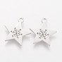 201 Stainless Steel Charms, Star with Snowflake Pattern