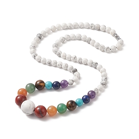 Natural & Synthetic Mixed Gemstone Graduated Beaded Necklace for Women