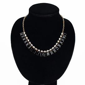 Fashion Necklace Black Crystal Inlaid Sweater Chain Pendant Women N023.