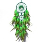 Iron & Glass Chips Pendant Hanging Decoration, Woven Net/Web with Feather Wall Hanging Wall Decor