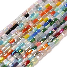 Electroplate Glass Beads Strands, Faceted, Column