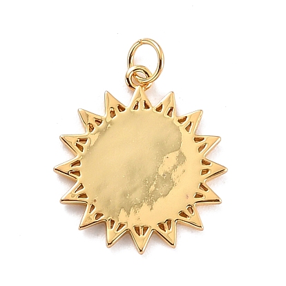 Brass Enamel Pendants, Long-Lasting Plated, Sun with Eye