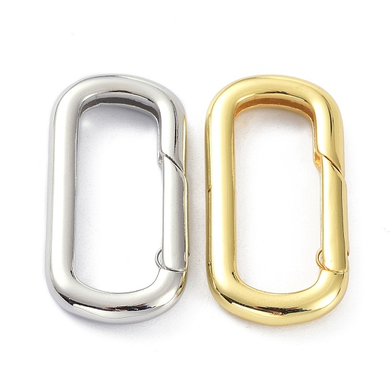 Rack Plating Brass Keychain Clasps, Long-Lasting Plated, Oval