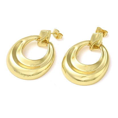 Donut Brass Dangle Stud Earrings