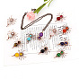 Colliers à pendentif araignée en pierres précieuses naturelles et synthétiques mélangées, avec des chaînes en laiton cuivré rouge