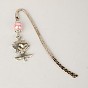 Tibetan Style Bookmarks/Hairpins for Valentine's Day, with Glass Pearl Beads, Rose, 84mm