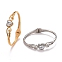 Double aile en strass cristal avec bracelet manchette coeur, bracelet ouvert à charnière pour femme