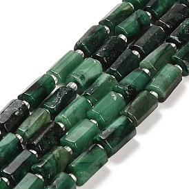 Natural Emerald Quartz Beads Strands, with Seed Beads, Faceted, Column
