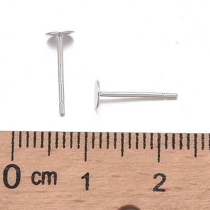 925 серьги-гвоздики из стерлингового серебра с круглой плоской подушечкой, с печатью 925